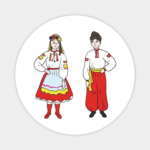 Ukrainians in folk costumes Magnet by sonaart